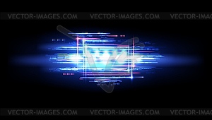 Neon glitch flare and digital noise background - vector image