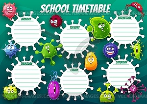 Образование школьное расписание мультяшный вирусных клеток - изображение векторного клипарта