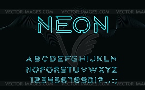 Neon type font, glowing alphabet letters - vector image