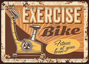 Exercise bike rusty metal plate, apparatus machine - vector clip art