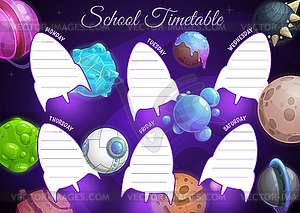 Расписание школы образования с фантастическими планетами - изображение в формате EPS
