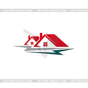 Construction of houses logo, real estate - royalty-free vector image