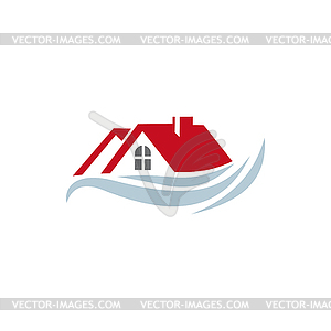 Construction of houses logo, real estate - vector clip art