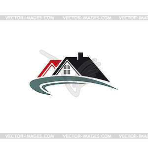 Private cottages, real estate buildings logo - vector clip art