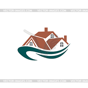 Private cottages, real estate buildings logo - vector clipart