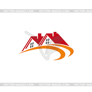 Private cottages, real estate buildings logo - vector image