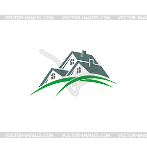 Private cottages, real estate buildings logo - vector image