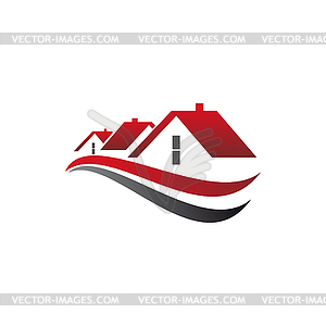 Private cottages, real estate buildings logo - vector clip art