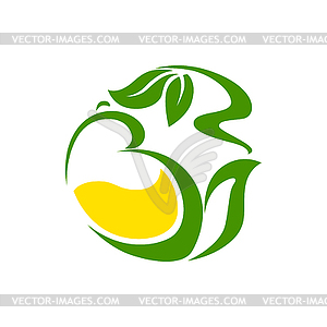 Green tea with lemon and herbal leaves - stock vector clipart