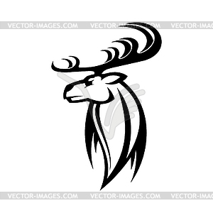 Monochrome deer animal tattoo - vector clipart