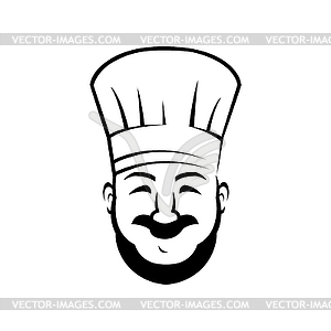 Cheerful chef line art - vector image