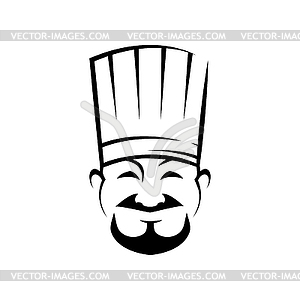 Cheerful chef line art - vector image