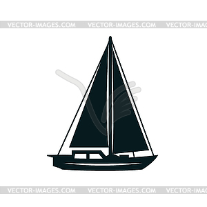 Monochrome boat with sails - vector clipart