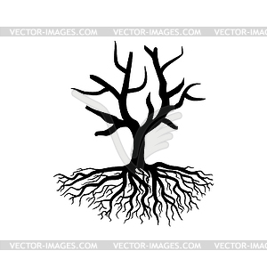 Creepy dead tree silhouette - vector clipart