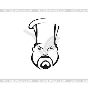 Asian chef cook outline - vector image