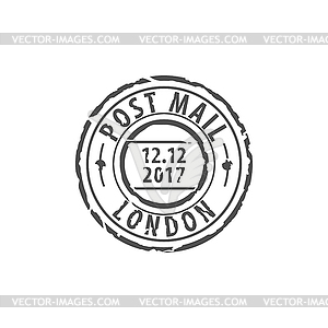 Post mail London round stamp - vector clipart