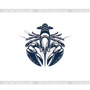 Engraved lobster crayfish animal mascot - vector clip art