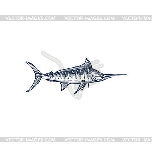 Swordfish icon long toms fish - vector clipart