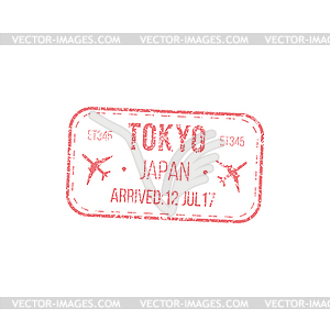 Japan border control seal visa stamp - vector image