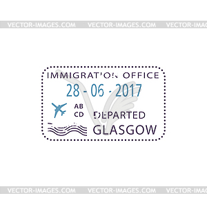 Вылетел из Глазго, штамп визы Польши - изображение в векторном формате