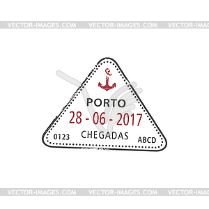 Travel arrival visa stamp , Porto Chegadas - vector clipart