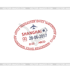 Визовый штамп муниципалитета Китая иммиграционная служба Шанхая - изображение в векторе