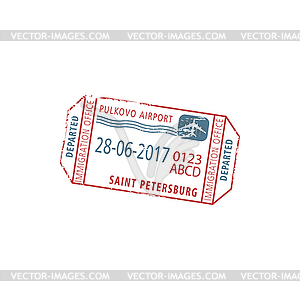 Airport visa stamp in Russia, Saint Petersburg - vector image