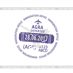 Agra visa stamp, departure of India admitted - vector EPS clipart