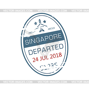 Visa stamp stamp, Departed of Singapore - royalty-free vector image