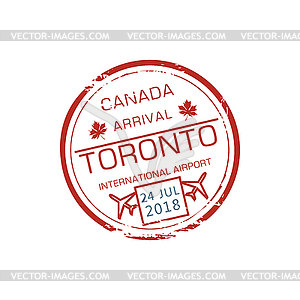 Canada arrival stamp visa control sign - vector clipart