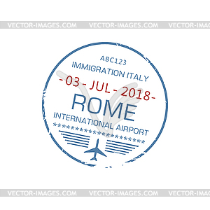 Rome international visa stamp sign - vector image