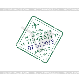 Iran international airport stamp, Tehran arrival - vector clipart