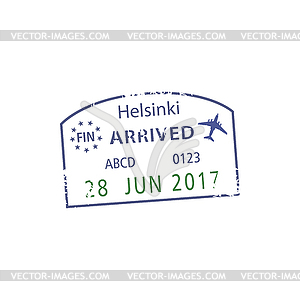 Arrived to Helsinki visa grunge stamp - vector image