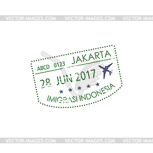 Indonesia visa stamp Jakarta airport sign - vector EPS clipart