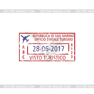 Визовый штамп для въезда в республику Сан-Марино - изображение в векторном формате