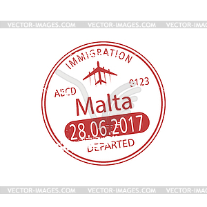 Immigration visa departed of Malta sign - vector clipart