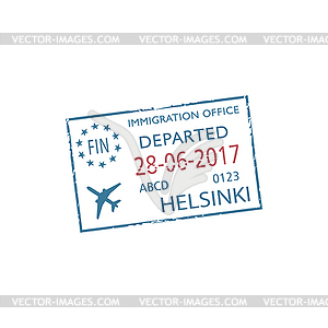 Helsinki airport Finland border control stamp visa - vector clipart