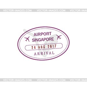 Singapore airport stamp icon - vector image