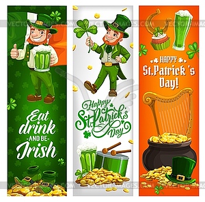 Saint Patrick day holiday, leprechaun, Irish flag - vector EPS clipart