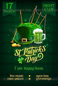 St. Patricks Day party cartoon flyer, celebration - stock vector clipart