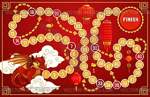 Child board game with Chinese New Year symbols - vector EPS clipart