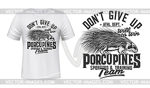 Porcupine sport club team t-shirt print mockup - vector image