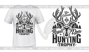 Deer hunting t-shirt print mockup hunt trophy club - vector clip art