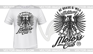 Eagle motors club t-shirt print mockup, military - vector clip art