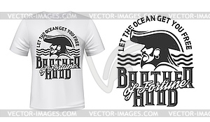 Tshirt print with pirate profile in cocked hat - white & black vector clipart