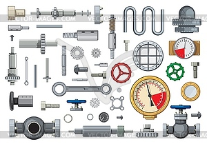 Mechanisms engineering spare parts cartoon - vector clipart