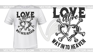 Heart love t-shirt print mockup broken heart - vector image