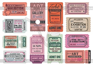 Art gallery and exhibition retro tickets s - royalty-free vector clipart