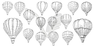 Retro hot air balloons sketch - vector image