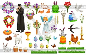 Easter holiday characters and symbols - vector clip art